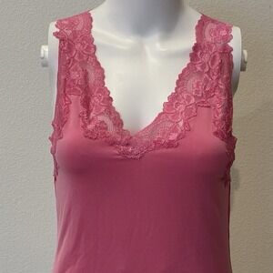 Fredericks 90s Lace V-neck Pink Fairy Tank Top Size S Sexy Coquette Barbie Layer